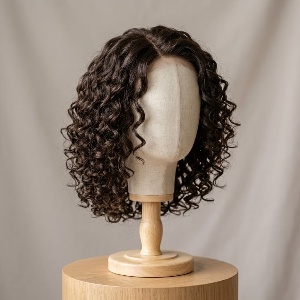 Curly Bob Brunette Wig