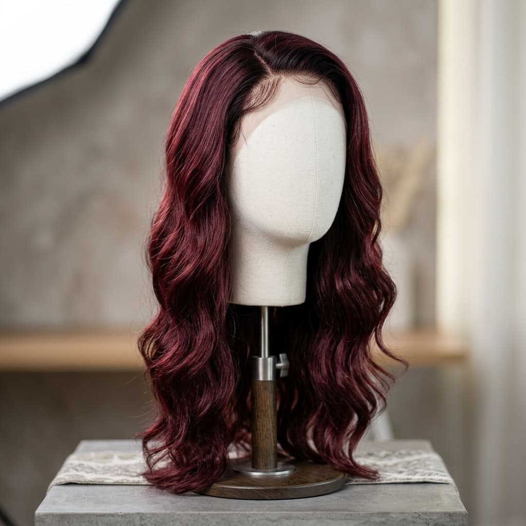Long Wavy Burgundy Wig